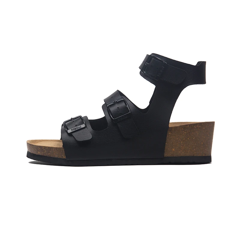 

High-Heeled Shoes Lady Slippers Women Summer Slides Platform Fashion On A Wedge Soft Luxury Rome Bonded Leather PU Scandals