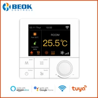 beok wifi alexa tuya smart home warm floor thermostat underfloor heating thermoregulator controller color touch screen google