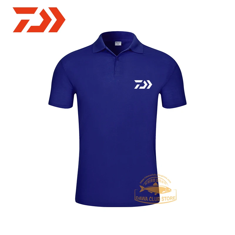 

DAIWA Summer Men Casual Fishing Lapel T-shirt Outdoor Hiking Thin Breathable Loose Shirt Solid Color Cotton Fishing T-shirt