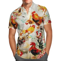 hawaii shirt hawaiian beach summer flowers rooster 3d printed mens shirt harajuku tee hip hop casual shirts 24