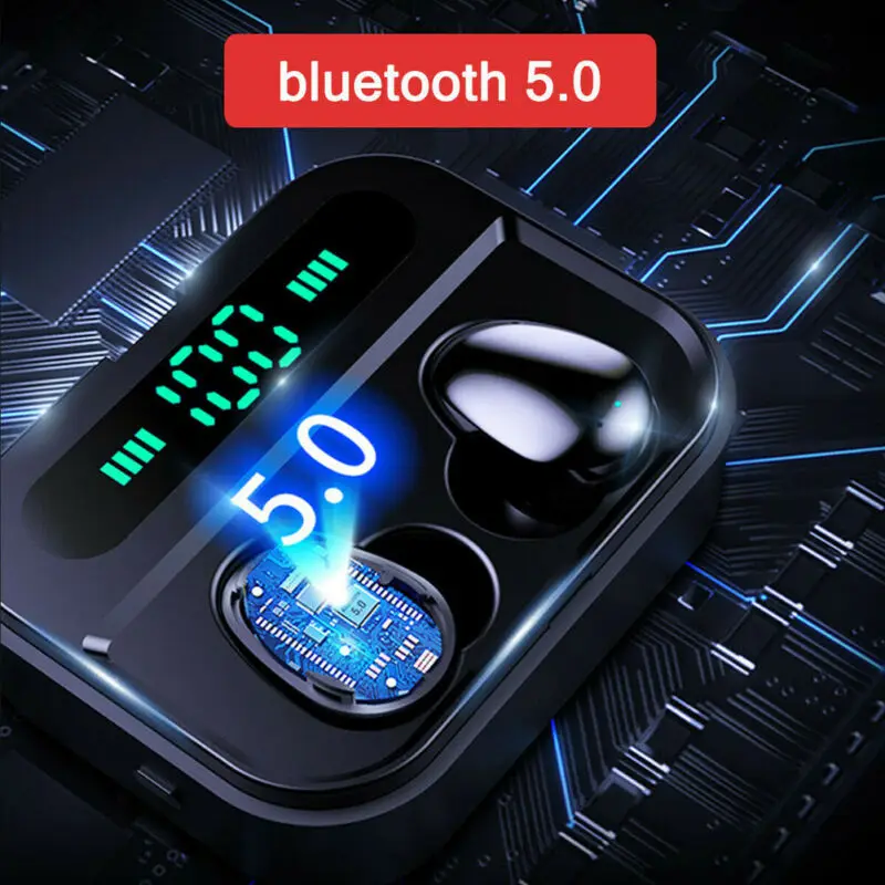 PYMH IPX7 Беспроводной Bluetooth наушники светодиодный наушники-вкладыши TWS гарнитура