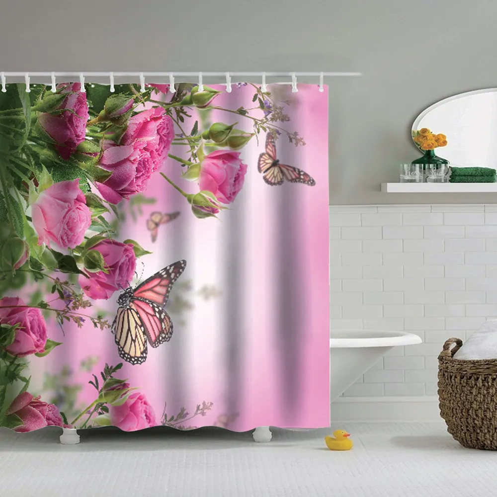 Занавеска для душа Dafield девочки фея с крыльями в цветочном платье Фэнтезийный сад