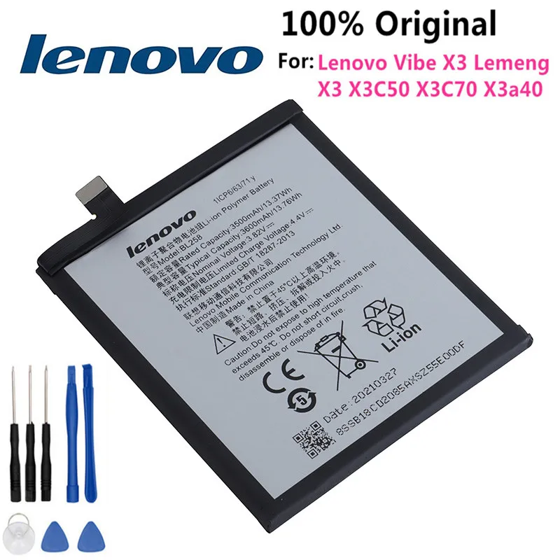100% Новый оригинальный высококачественный аккумулятор BL258 для Lenovo Vibe X3 Lemeng X3C50 X3C70
