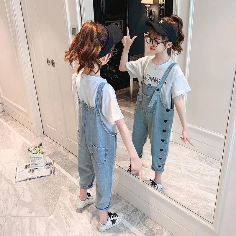 

2021 Summer New Children's Clothing Girls' Online Sensation Heart Suspender Suit Children's Two-Piece Set Girls' Outdoor