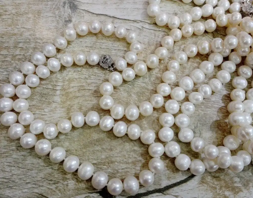 Online 10 Pz/lotto 9-10 Mm Bianco Dintorni Di Round Pearl Collana Del Catenaccio Del Fiore 35 Centimetri 43 Centimetri 14 ''17'' Reale D'acqua Dolce Della Perla Dei Monili Delle Donne