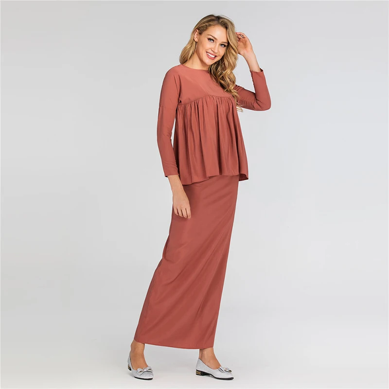 Abaya Дубай мусульманский Топ ансамбль Femme 2 шт. юбка Pantalon Оман Пакистан турецкая