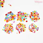 100 шт., разноцветные полимерные пуговицы с 2 отверстиями, фотообои 8-25 мм