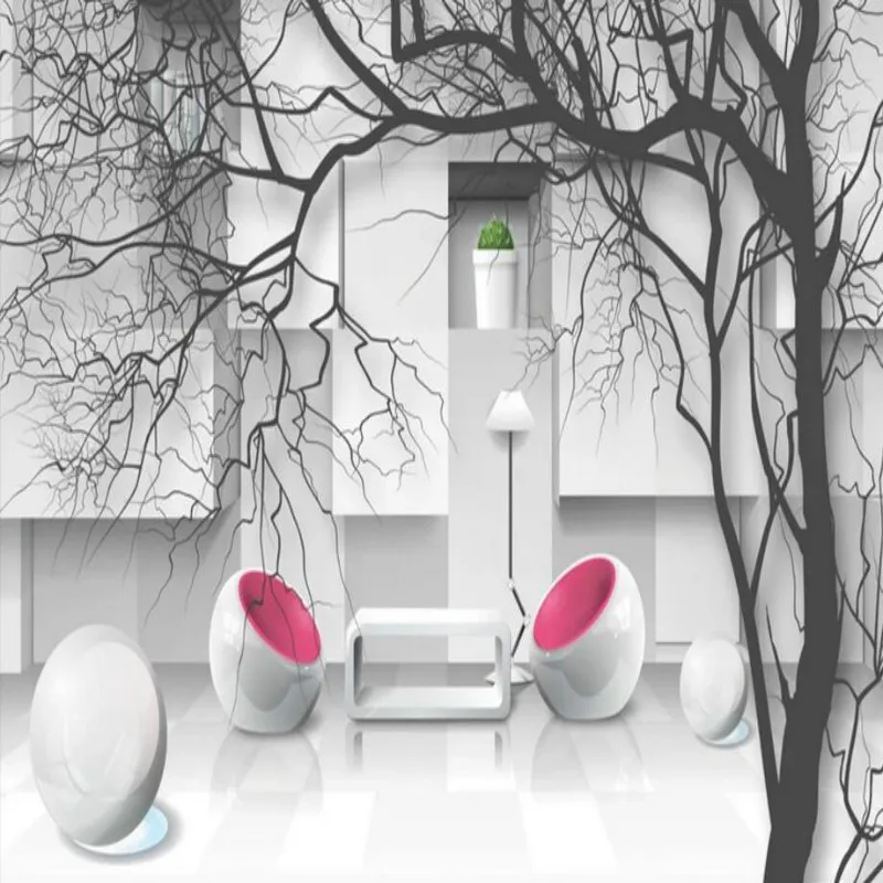 Пользовательские Черно белые 3D обои с геометрическим фоном для гостиной