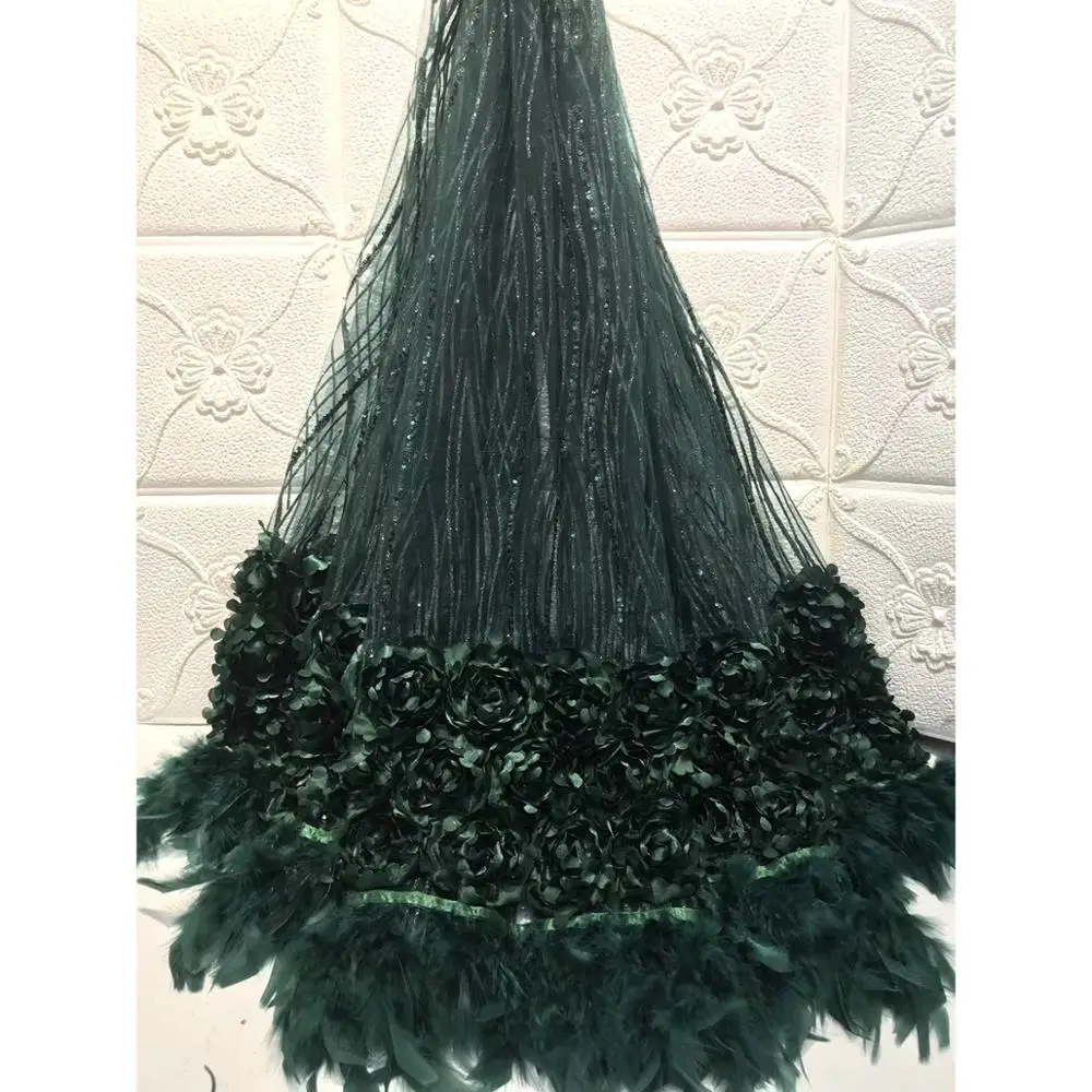 Новый дизайн 3D кружева АФРИКАНСКАЯ кружевная ткань нигерийские ткани с пером