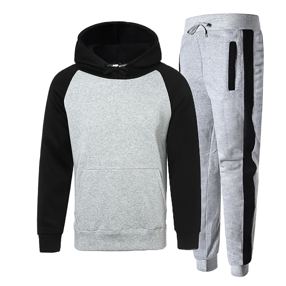

New Men's Sweater Trousers Raglan Sleeves Thick Hooded Sports Suit Spring, Autumn And Winter Fashion Running Suit