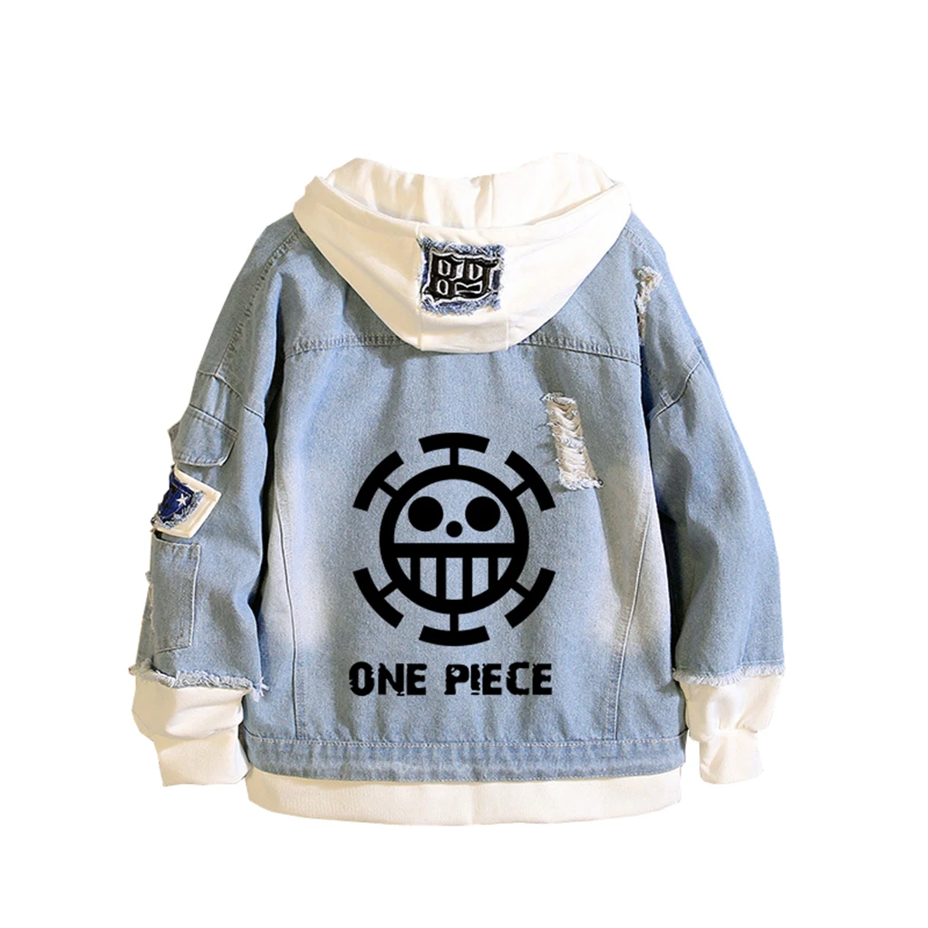 

Spring Autumn Anime One Piece Jackets Teens Denim Hoodie Coat Men Women Fashion Cotton Jean Sweatshirt Cosplay Hip Hop Outwear