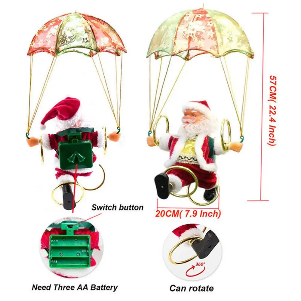 

Music Santa Claus Doll Santa Claus Who Can Singing Skydiving Christmas Tree Pendant Christmas Party Decoration New Year Kid Gift