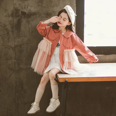 Для девочек Тренч на осень Осенняя детская одежда верхняя для детей 12 лет