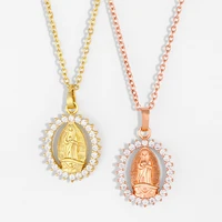 shiny white zirconia pave holy virgin mary necklace men jewelry for women pendant choker christian religious virgen de guadalupe