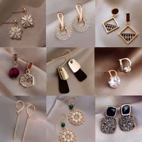 2020 ladies fashion geometric crystal jewelry retro pendant asymmetric earrings wedding temperament personality wild