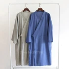Мужское и женское традиционное японское кимоно, домашняя пижама юката, 100% хлопок, однотонный банный халат, ночная рубашка, одежда для отдыха