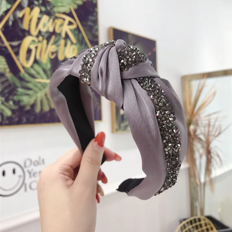 

Hair Accessories Head bands Korean Version of Simple Pure Color Knotted Wide-brimmed Headband Diamond Headbands for Women
