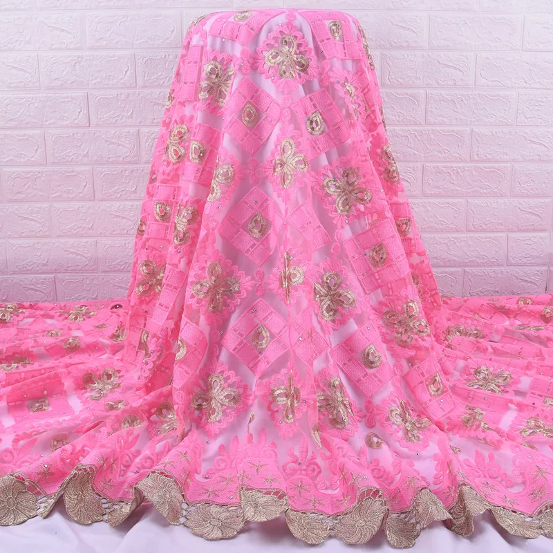 

Кружевная Высококачественная молочная шелковая ткань SJD, тюль, африканская кружевная ткань, яркая Алмазная нигерийская ткань для женщин, дл...