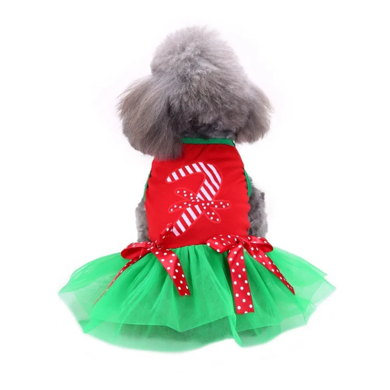 

New Bow-Knot Dog Dress Christmas Pet Dog Clothes Party Costume Mesh Tutu Skirt Dog Clothes Elk Dot Dog Dress Puppy Cat Clothing