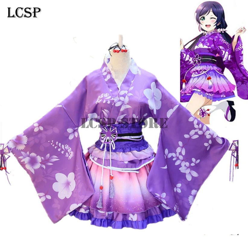 LCSP LoveLive! Nozomi Tojo Yukata Косплей Костюм японское аниме love live кимоно Униформа полный