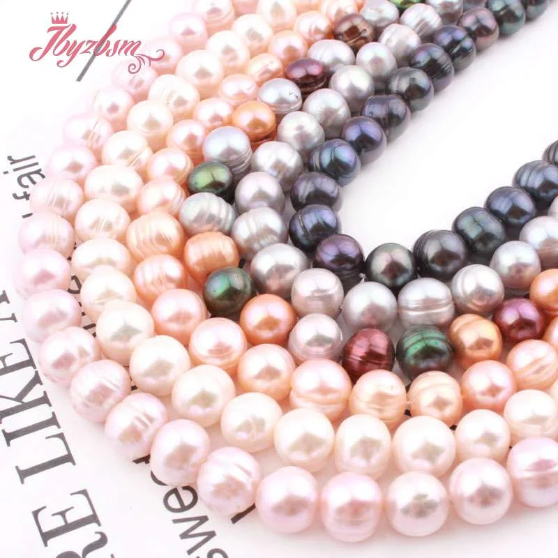 

8-10mm Nearround Cultured Freshwater Pearl Loose Natural Stone Beads For DIY Necklace Bracelet Earring Jewelry Making Strand 15"