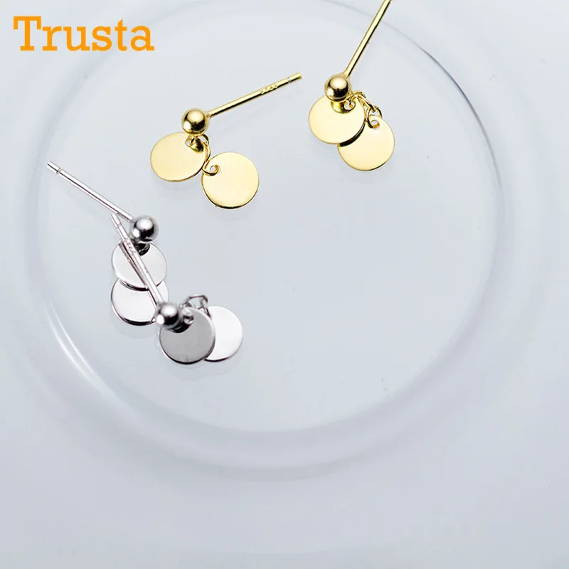 Trustdavis 100% Серебро 925 пробы женские ювелирные изделия круглые простыни серьги
