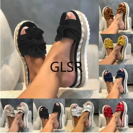 Сандалии женские с бантом Повседневные Удобные босоножки на платформе без