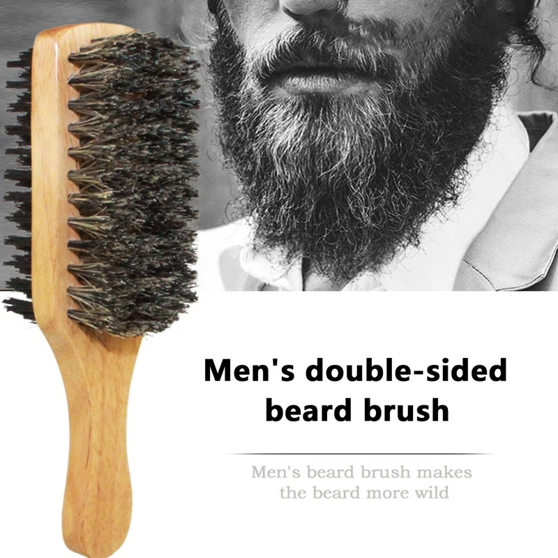 

Men's Beard Brush Men Mustache Brushes Comb Wood Handle Double-sided Facial Hair Brush Male Face Message Shaving Brush Tool