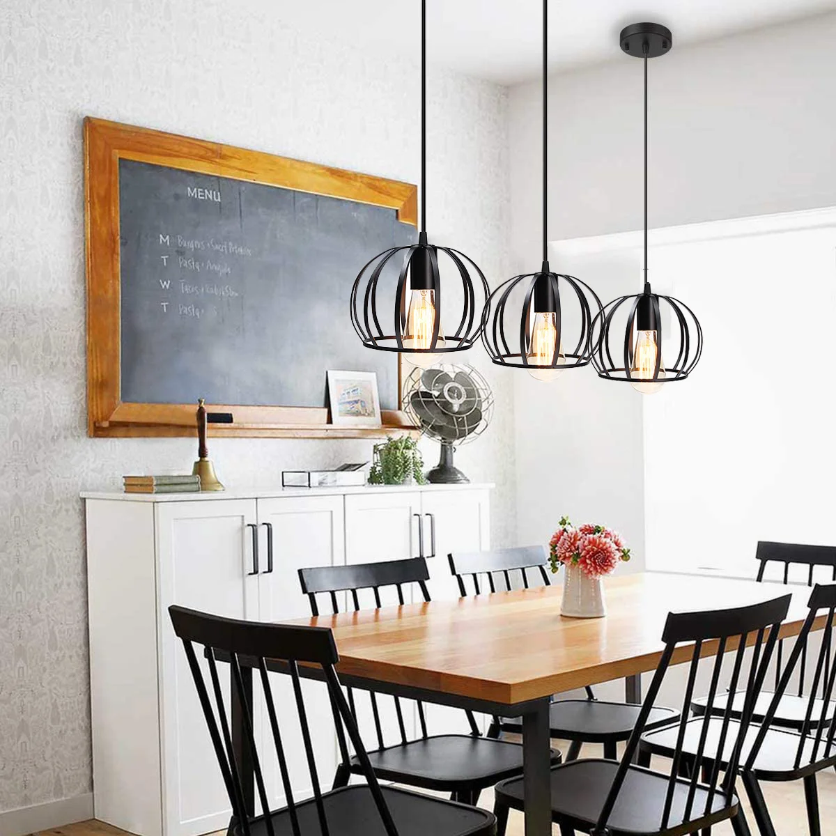 

Modern Black Ceiling Lamp Shade Metal Iron Cage Ceiling Lights Kitchen Island Bedroom Aisle Porch E27 Household Light