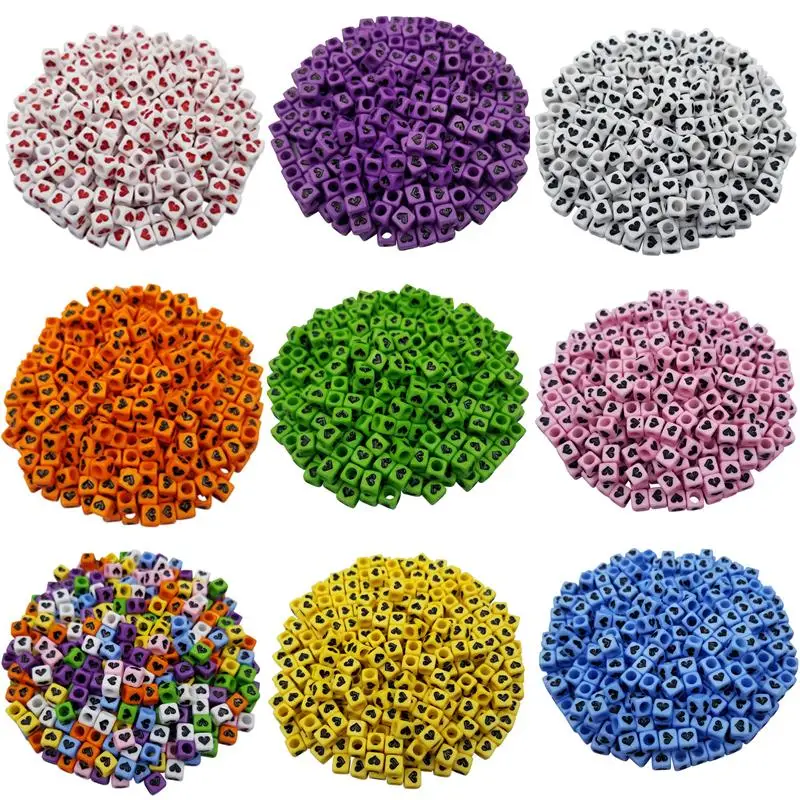 

100PCS 6mm Mixed Acrylic Beads Round Square Loose Spacer Beads For Jewelry Making Handmade Diy Bracelet Necklace