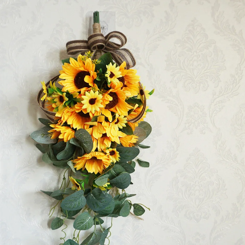 

Fake Silk Flower Artificial Flowers Simulation Bloom Eucalyptus Sunflower Wedding Hanging 48cm X 21cm Courtyard Decoration