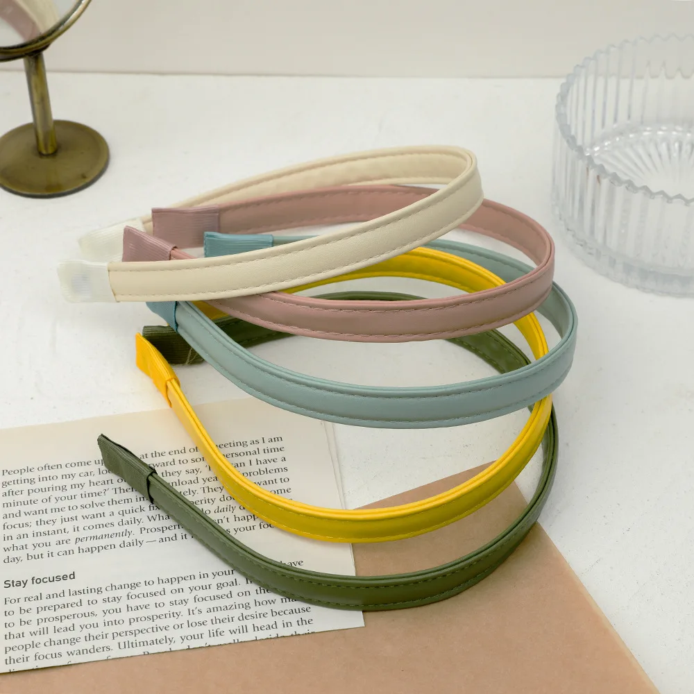 

Women Retro PU Leather Hairband Turban Bezel Headband Hairhoop for Girls Narrow Hair Hoop Headwear Hair Accessories