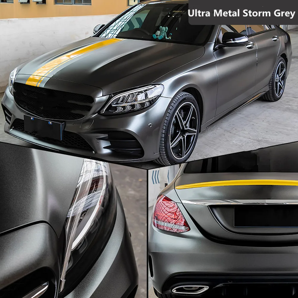 SUNICE Ultra Metallic Vinyl Wraps Black/ Grey/ White Car Wrap Film Auto Vehicle Sticker Decals with Bubble Free Car Sticker Deco