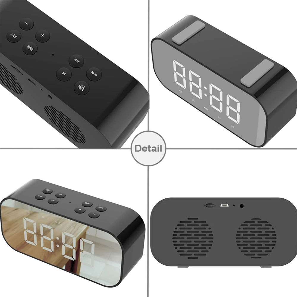 Беспроводная Bluetooth-колонка 5.0 с FM-дисплеем зеркальный мини-будильник коллекция