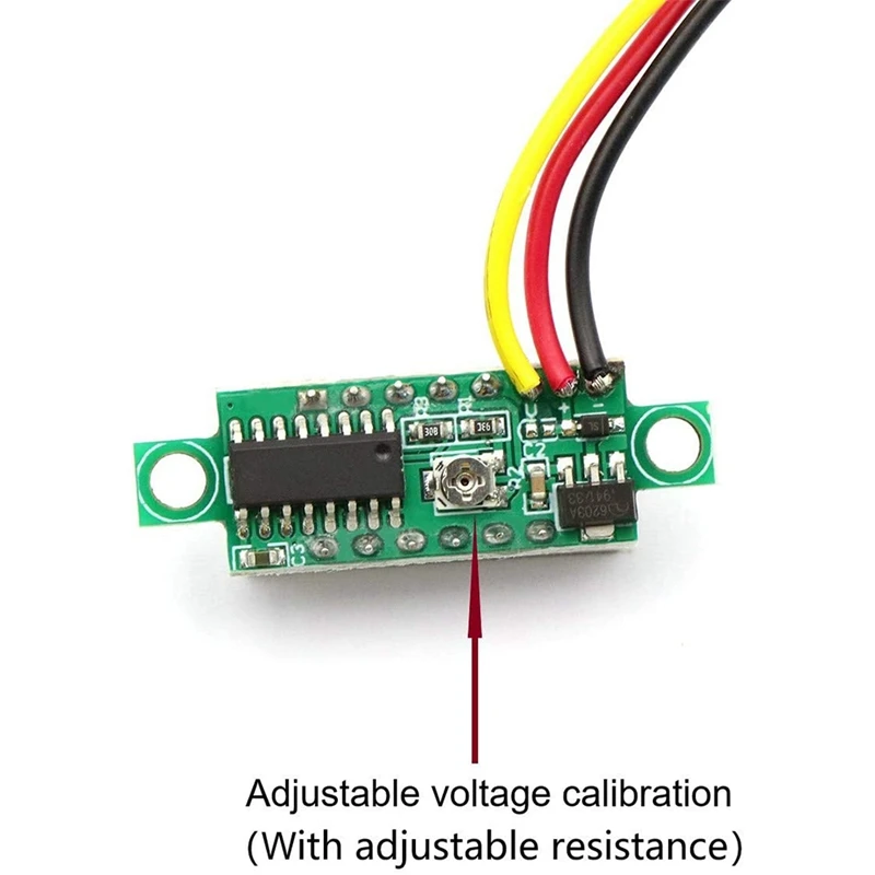 

6Pcs Green Digital Mini Digital Voltmeter DC 0.28 Inch Three-Line DC 0-100V Mini Digital Voltmeter Gauge Tester