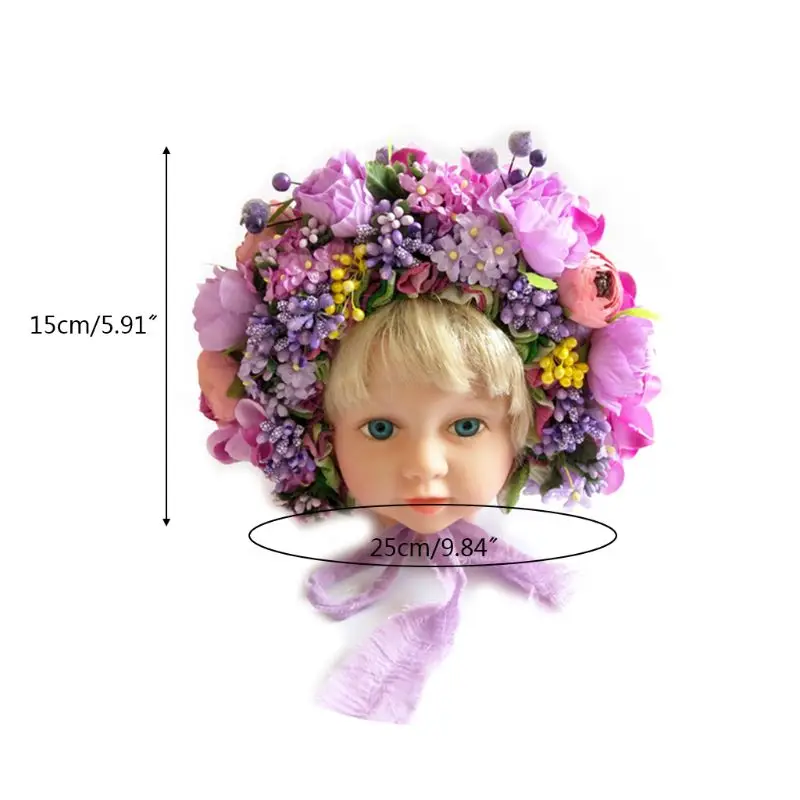 Flowers Florals Hat Newborn Baby Photography Props Handmade Colorful Bonnet Hat L21F
