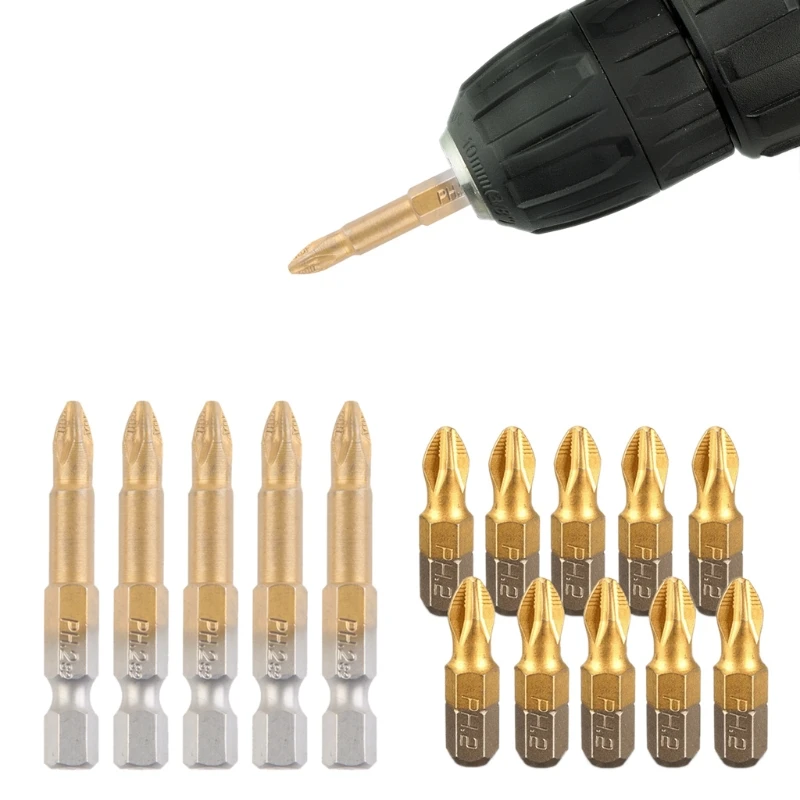 

10Pcs/5Pcs PH2 Magnetic Screwdriver Drill Bits 25mm/50mm Non-Slip Titanium Coated Hexagon Electric Bits Power Tools