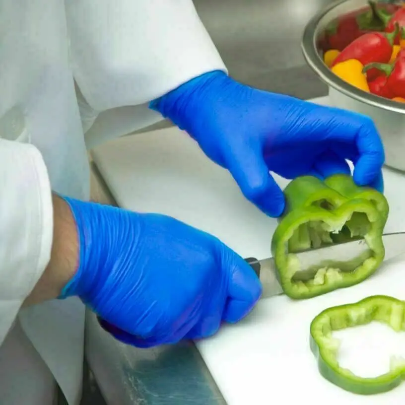 

100pcs Powder Free Blue Nitrile Gloves Exam Gloves Non Sterile