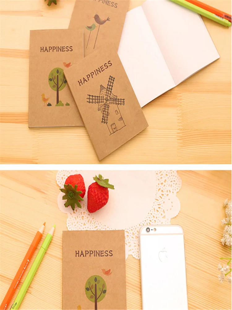 Корейский ручной эскиз Ретро Птица песня цветок блокнот пустой книга граффити