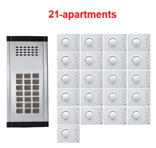 

Высококачественный двухпроводной внутренний телефон с громкой связью и прямым нажатием, домофон, система дверного звонка для 21 квартиры