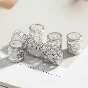 2 шт. 6x5,5 мм, серебро 925 пробы, цветной цилиндр, цветы, узор, разделители, бусины для ожерелья, сделай сам, компоненты для ювелирных изделий, макияж 92553