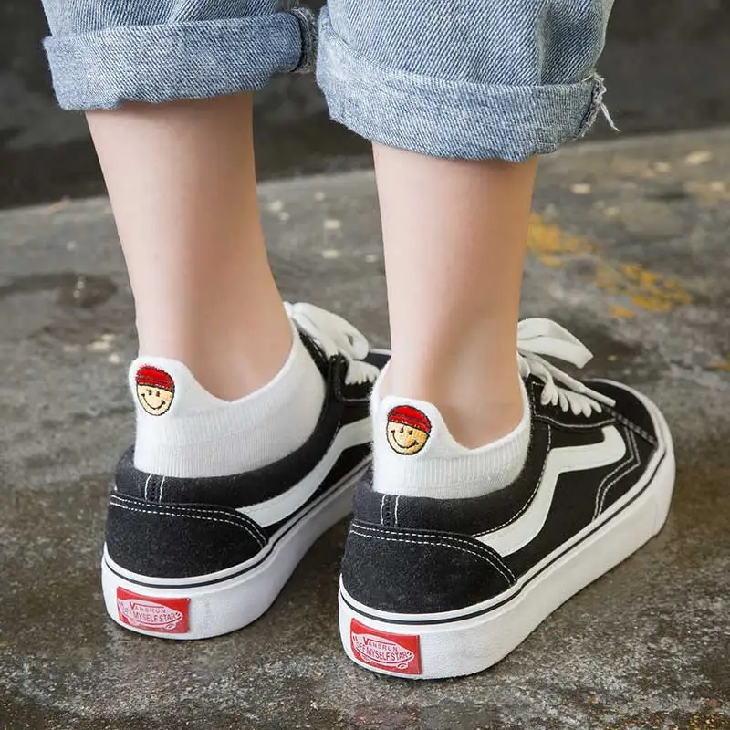 5 пар/упак. хлопковые носки женские Харадзюку с вышитыми героями