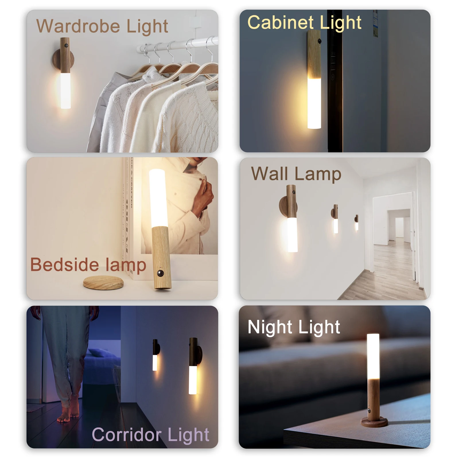 Home Wireless Magnetic Wall Hanging Corridor LED Light Auto Sensor Motion Detector Lamp Intelligent USB Rechargeable J9K | Лампы и