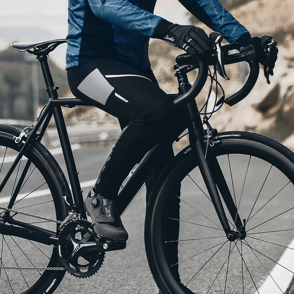 

Мужские велосипедные брюки Santic, ветрозащитные теплые велосипедные зимние длинные брюки для горного велосипеда, светоотражающие велосипед...