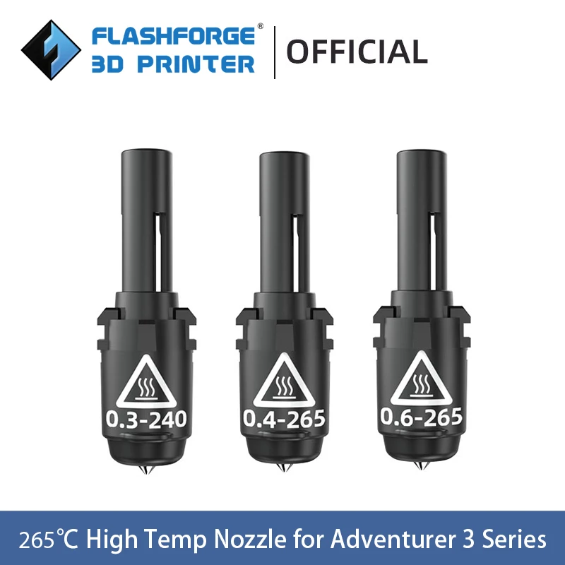 

Форсунка для 3D-принтера Flashforge, насадка 0,4 мм, 0,6 мм, 265 в сборе для Adventurer серии 3/4 (AD3/ AD4/AD3 Lite), Форсунка для высоких температур
