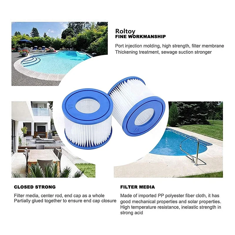 Bestway-filtro de piscina para Spa, bomba de filtro de cartucho tipo VI, filtros de ba&ntilde;era de hidromasaje, filtro Coleman SaluSpa, 8 Uds.-4