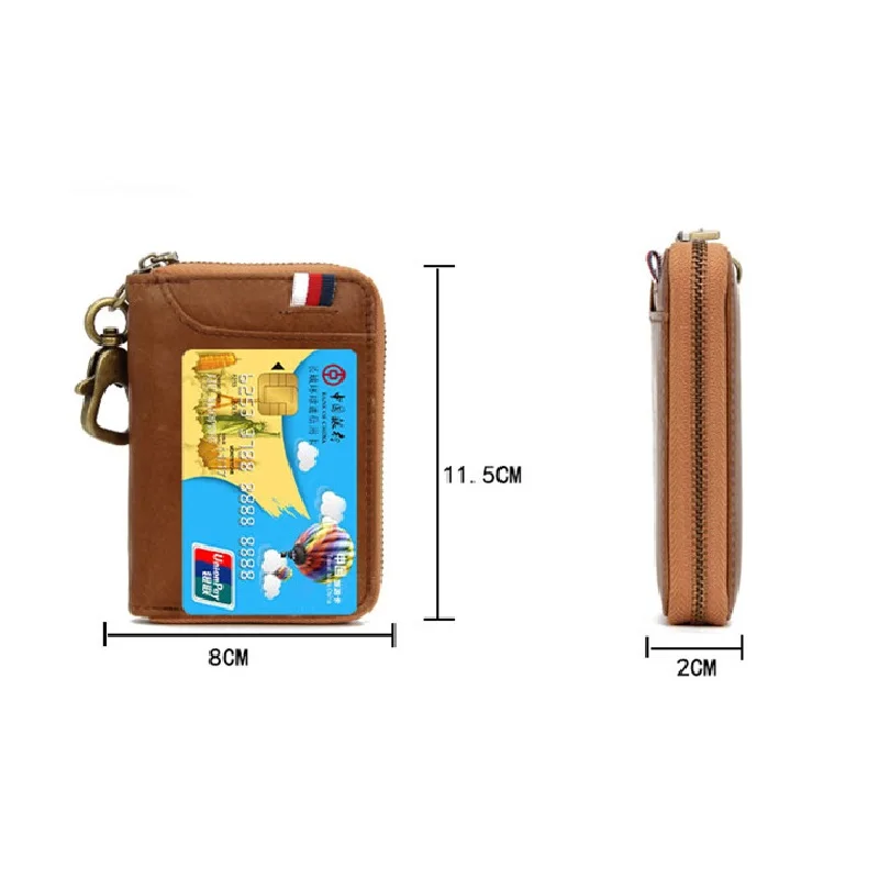 Мужской кошелек из натуральной воловьей кожи держатель для карт на молнии