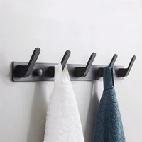 3 6 hooks home bathroom robe towel hook wall hanging rack adhesive screw hat clothes bag coat hanger black heavy duty aluminum