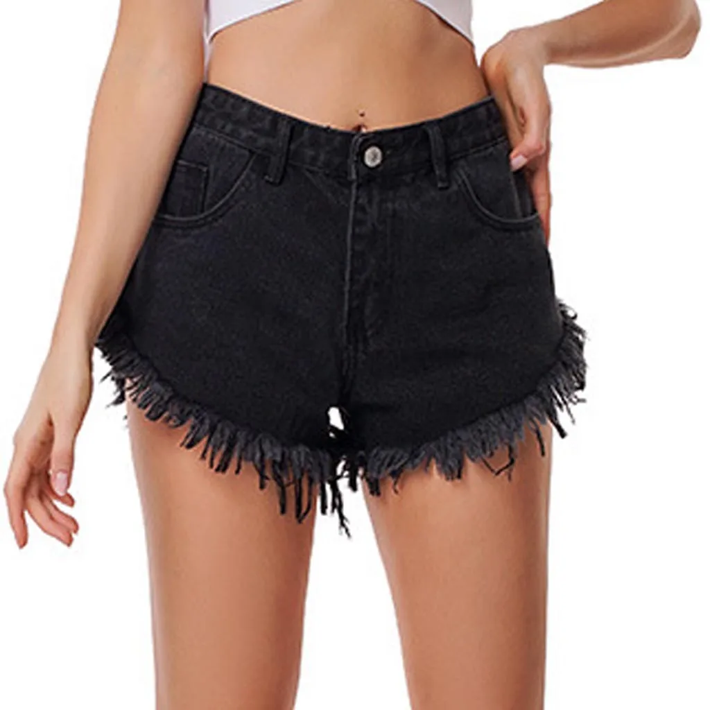 JAYCOSIN Women Jeans Denim Shorts Casual Tassel High Waist Mini Pants Summer Fashion Ladies zipper denim trousers vaqueros mujer | Женская