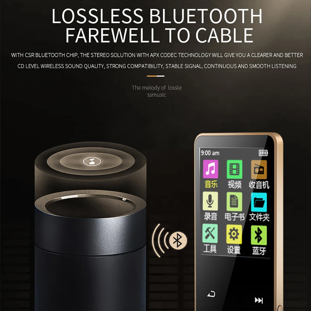 

MP3 Music Player New Version Bluetooth with Touch Screen And Built-in 16GB HiFi Portable Walkman With Radio /FM/ Record